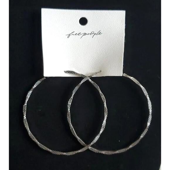 Free People Jewelry - Free People Silver textured Hoops New with Tags